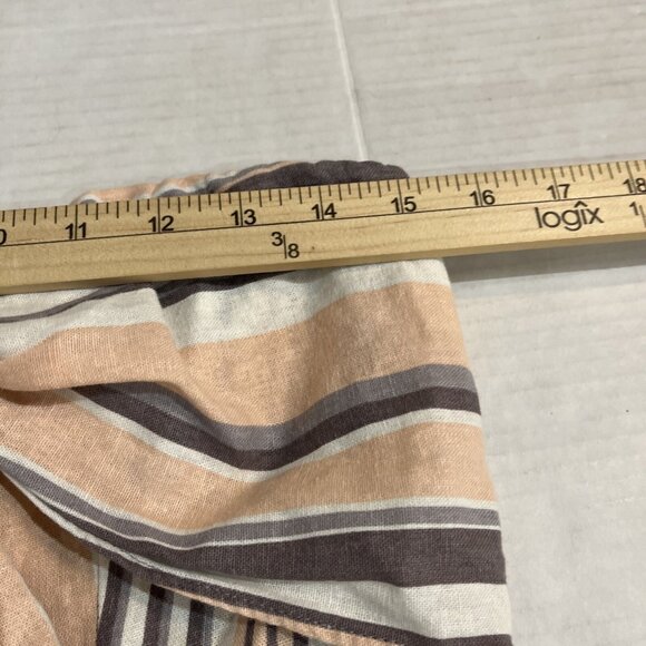 Gypsies & Moondust Jumpsuit L Linen Blend Neutral Striped Wide Leg Strapless - Picture 7 of 11